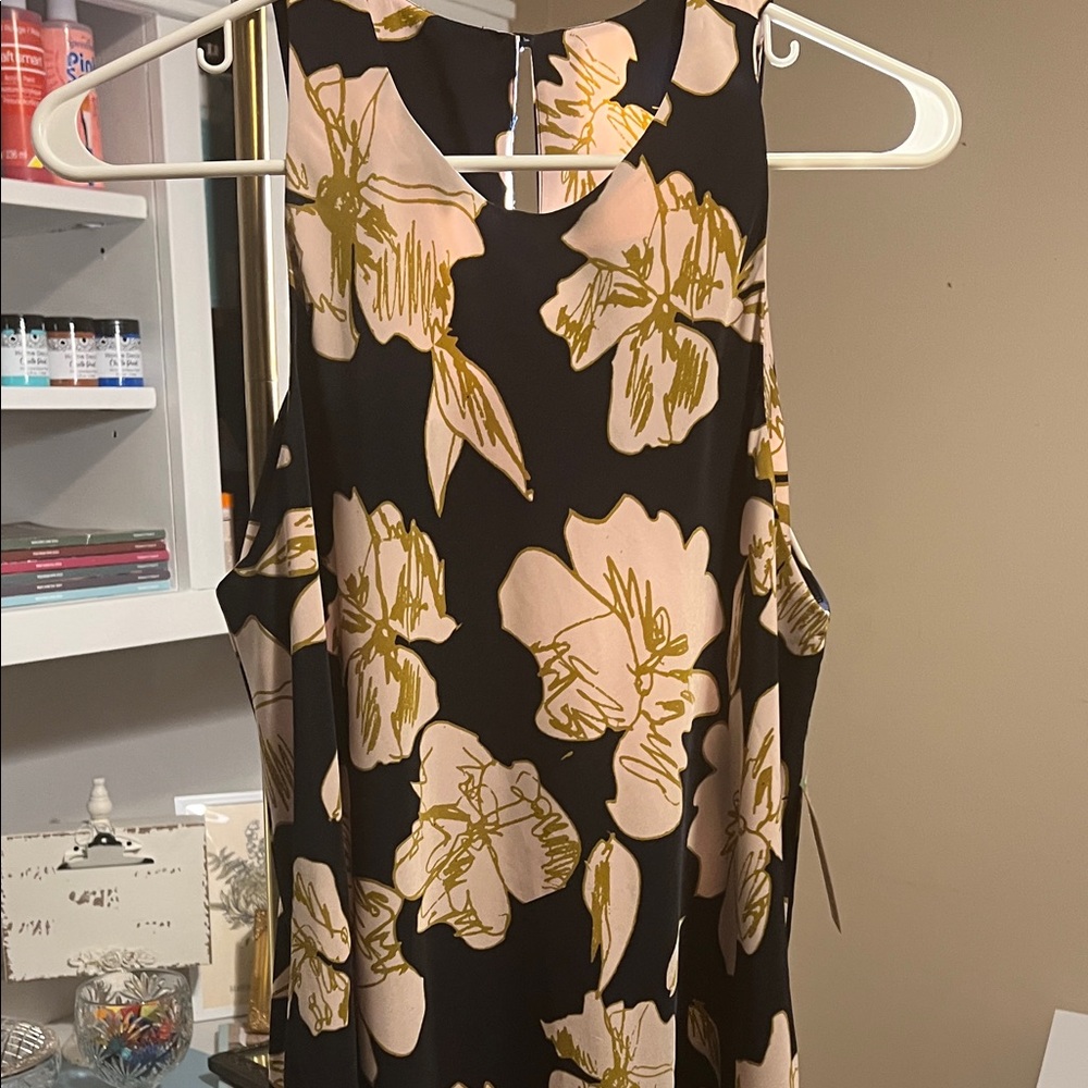 RACHEL Rachel Roy Black and Gold Floral Midi Dress
